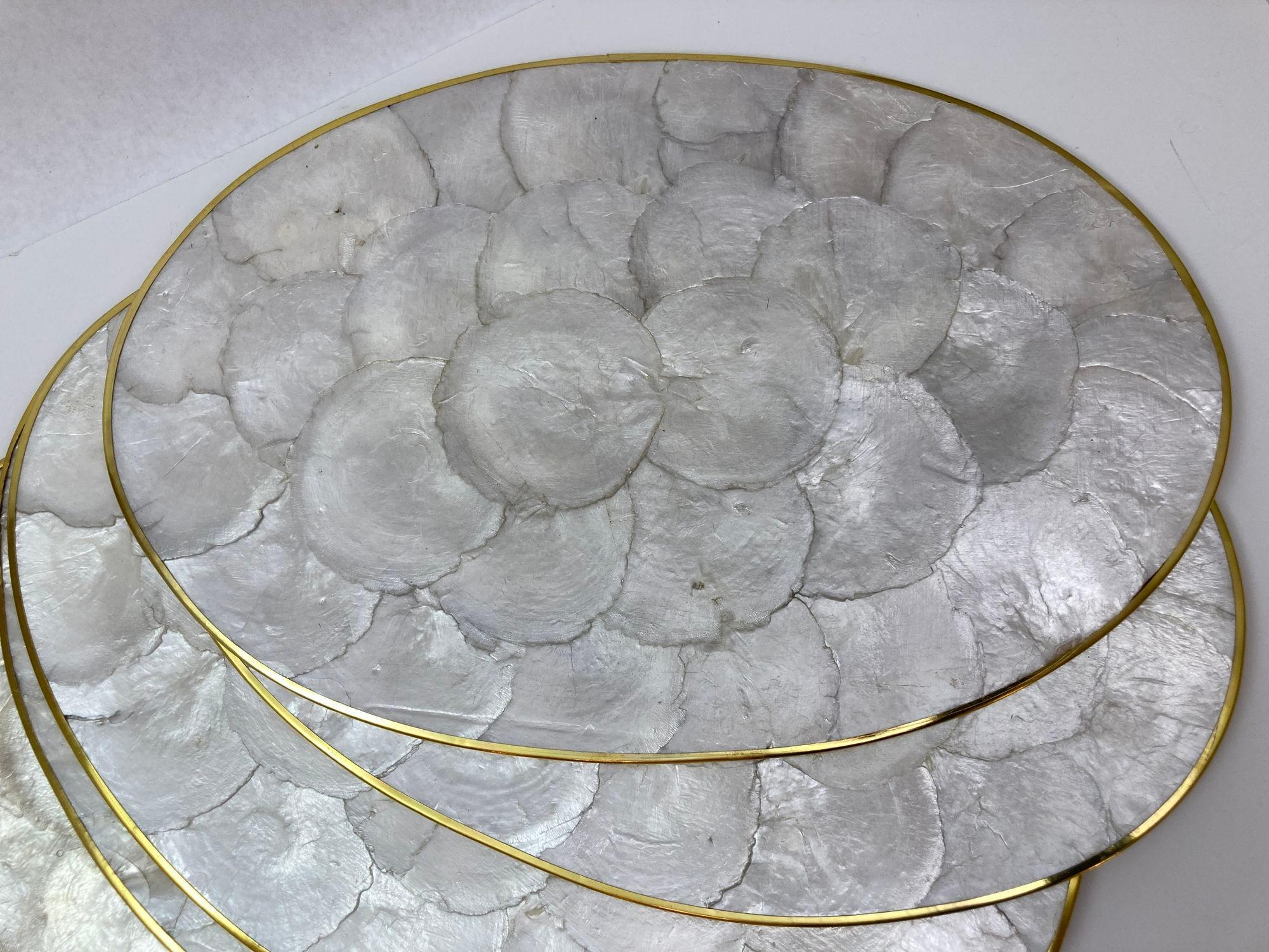 Philippine Vintage Placemats in Natural Capiz Pearl Shell Set for 6