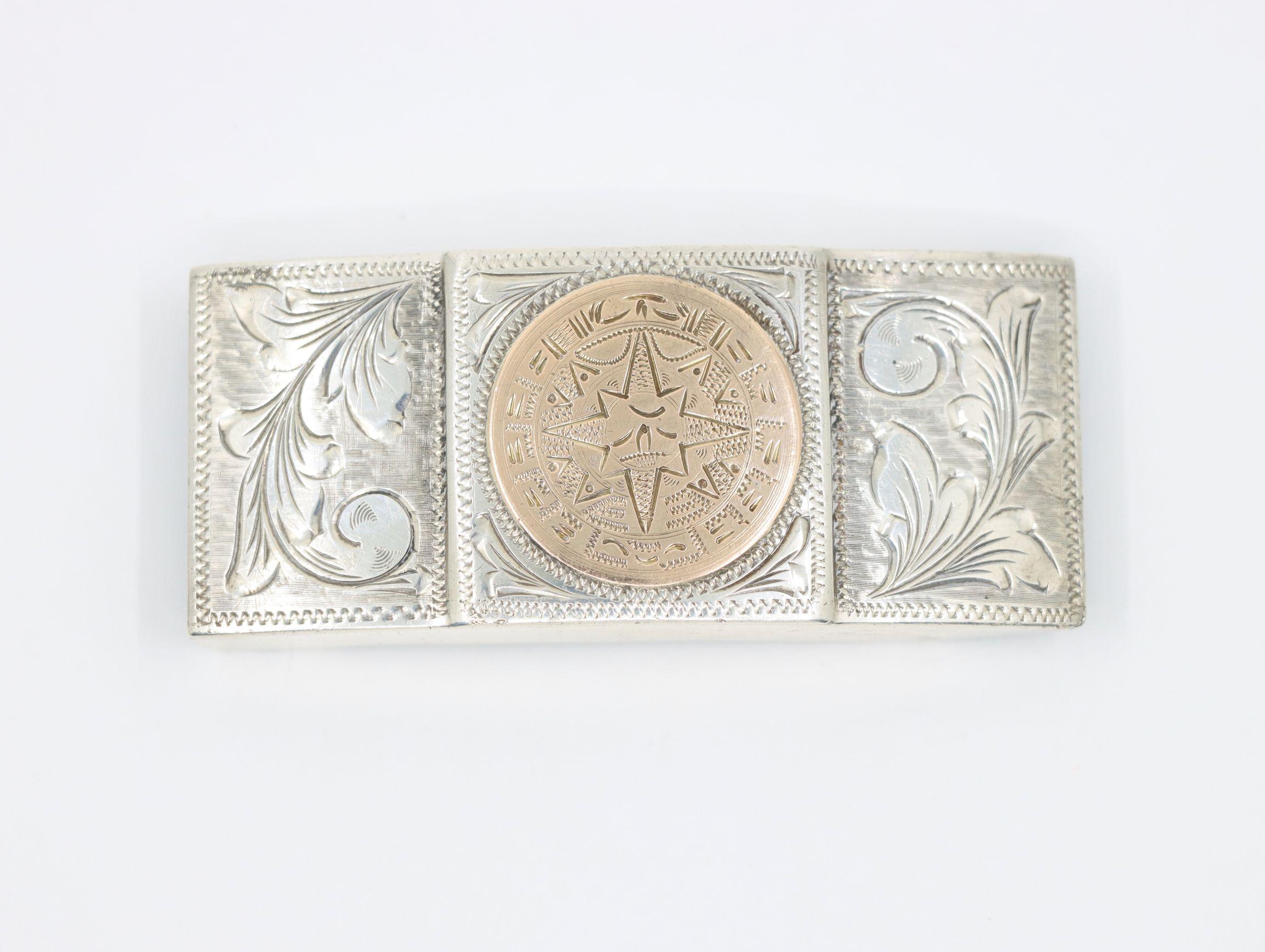 Boucle de ceinture Vintage Plafina Mexico Or 10K & Sterling Bon état - En vente à Flushing, NY