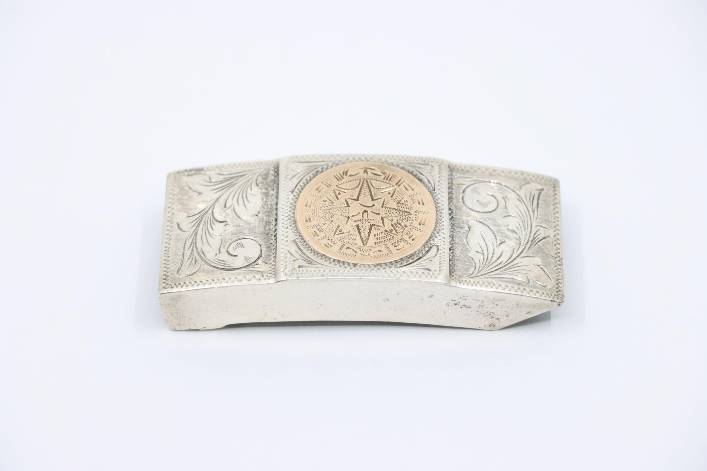 Boucle de ceinture Vintage Plafina Mexico Or 10K & Sterling Pour femmes en vente