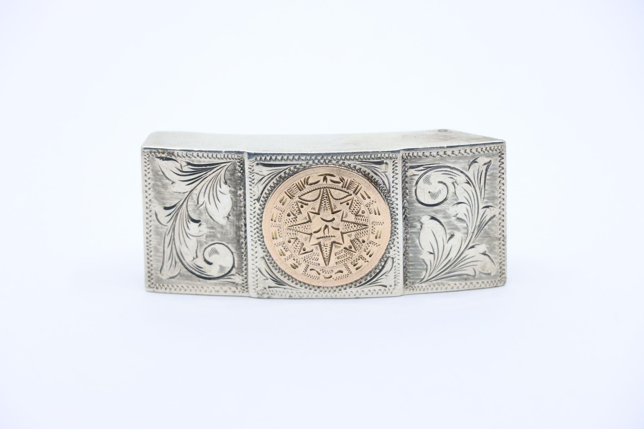 Boucle de ceinture Vintage Plafina Mexico Or 10K & Sterling en vente 1