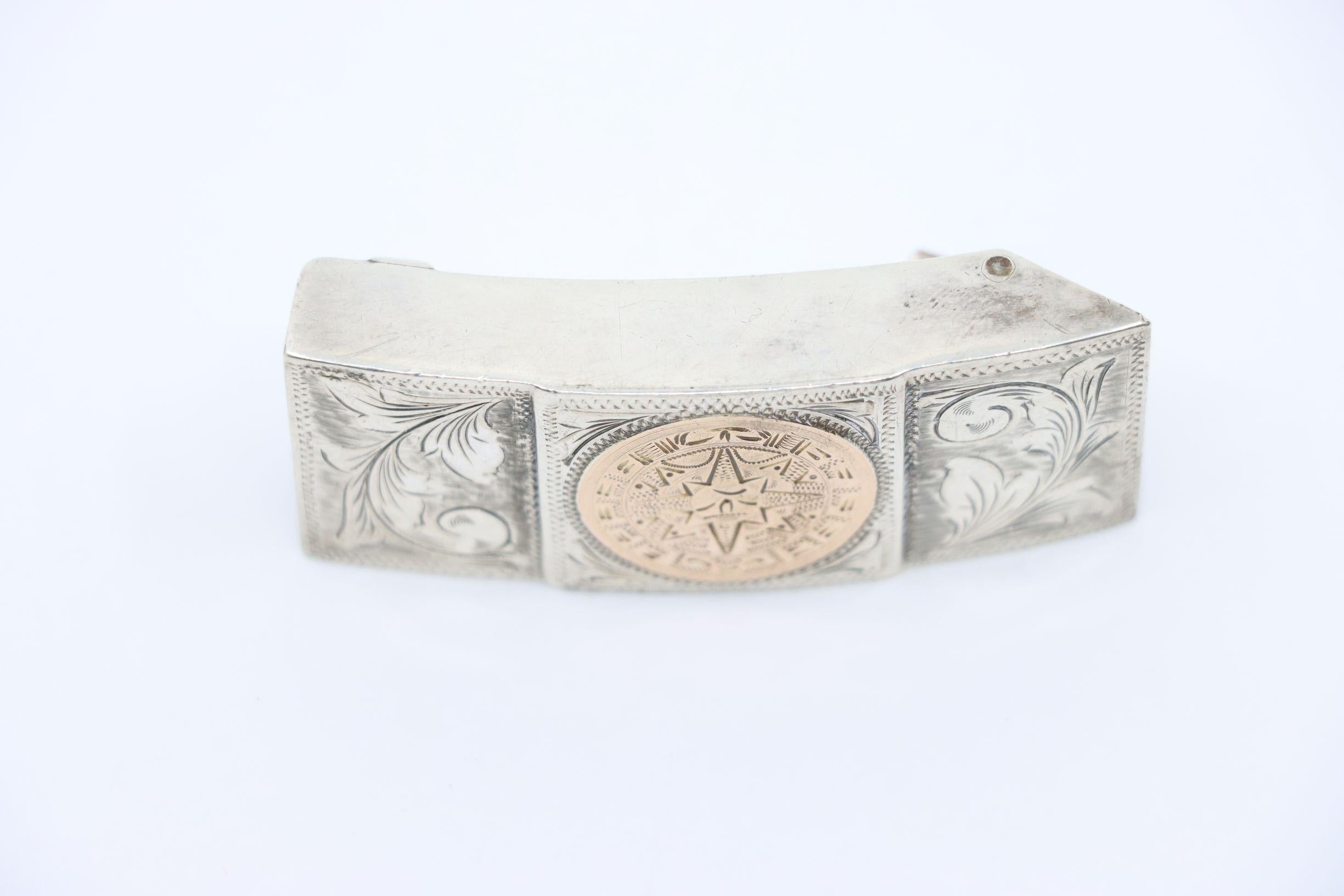 Boucle de ceinture Vintage Plafina Mexico Or 10K & Sterling en vente 2