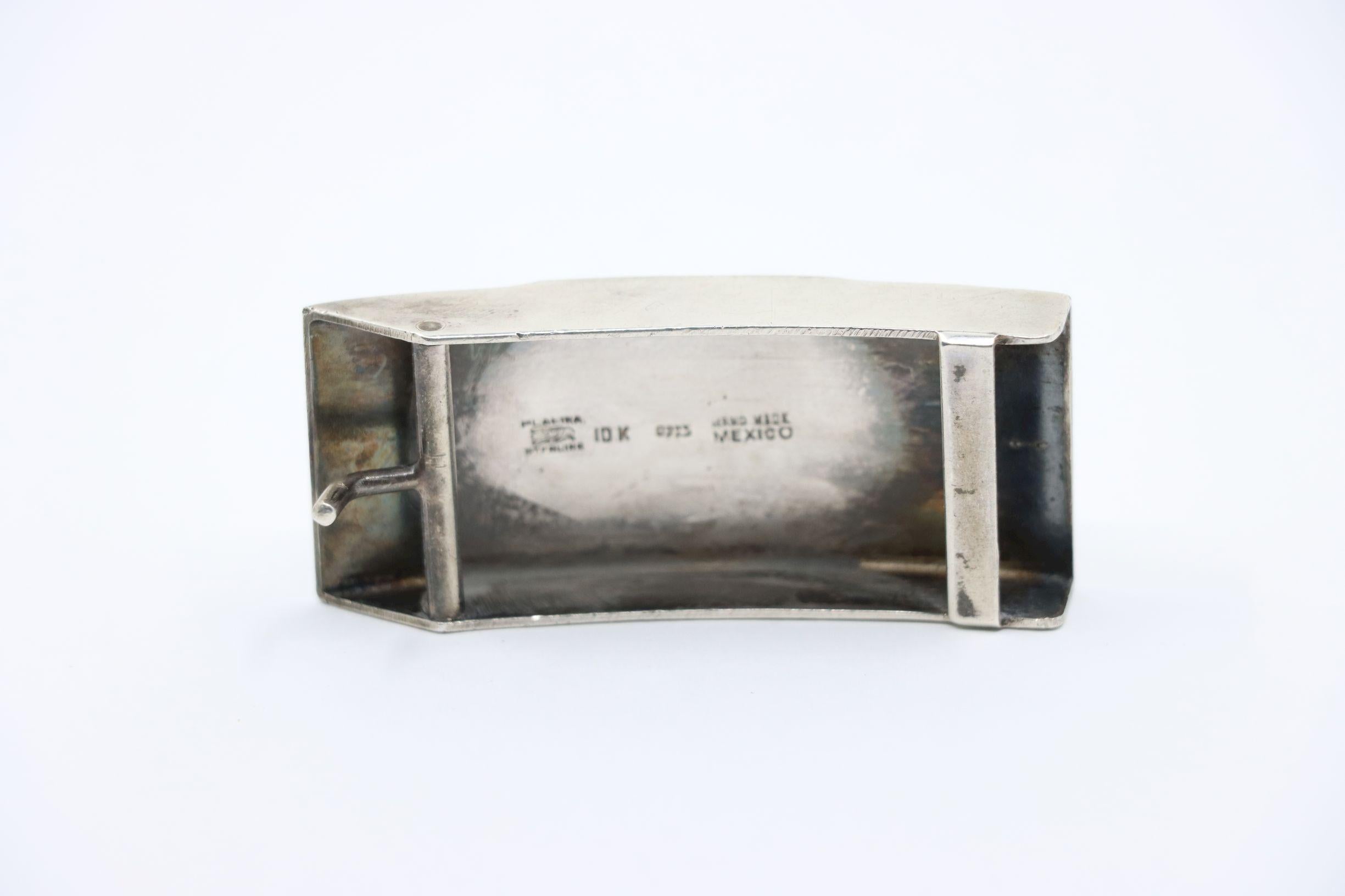 Boucle de ceinture Vintage Plafina Mexico Or 10K & Sterling en vente 4
