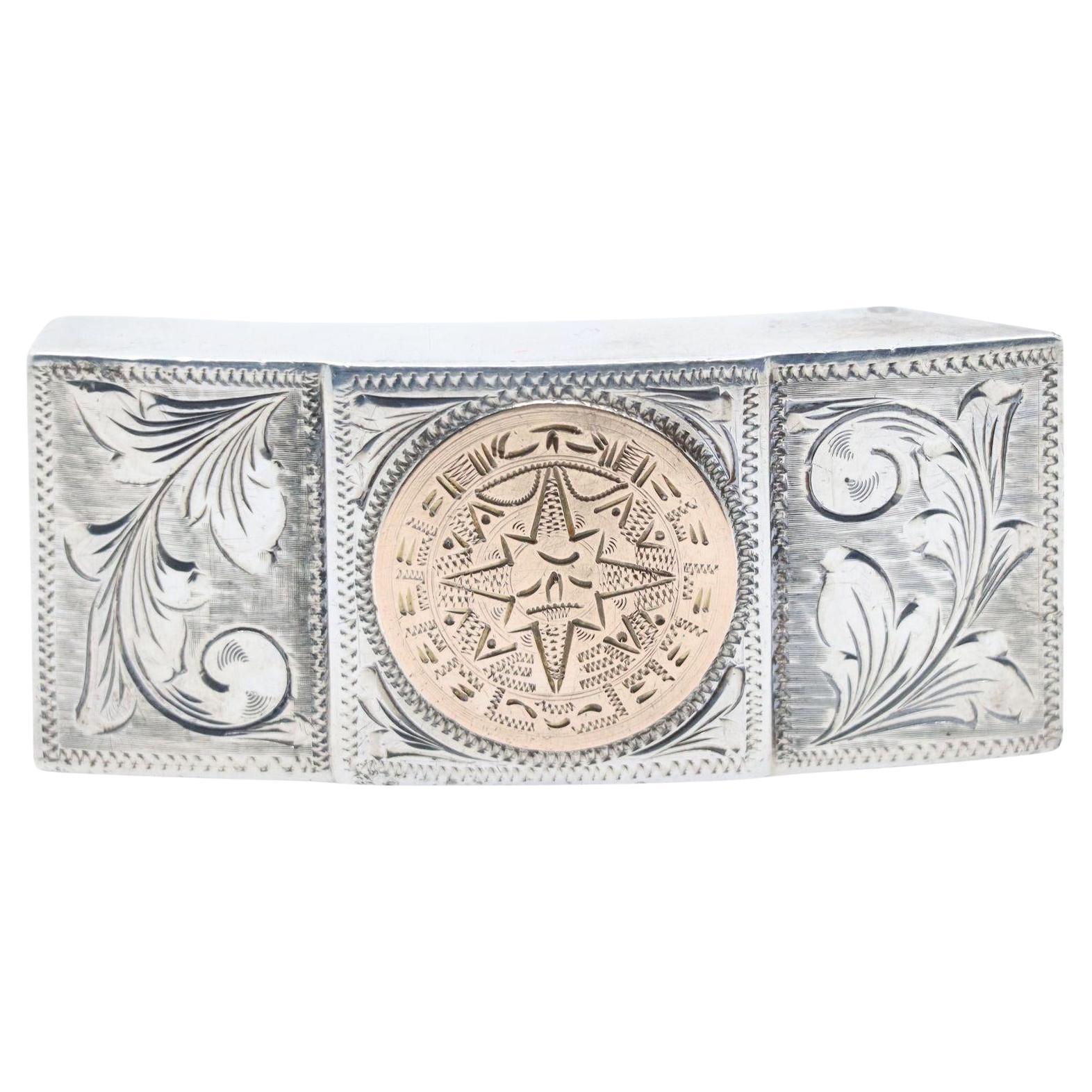Boucle de ceinture Vintage Plafina Mexico Or 10K & Sterling en vente