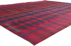 Vintage Plaid Kilim Rug, Luxe Ralph Lauren Style Meets Timeless Tartan Charm