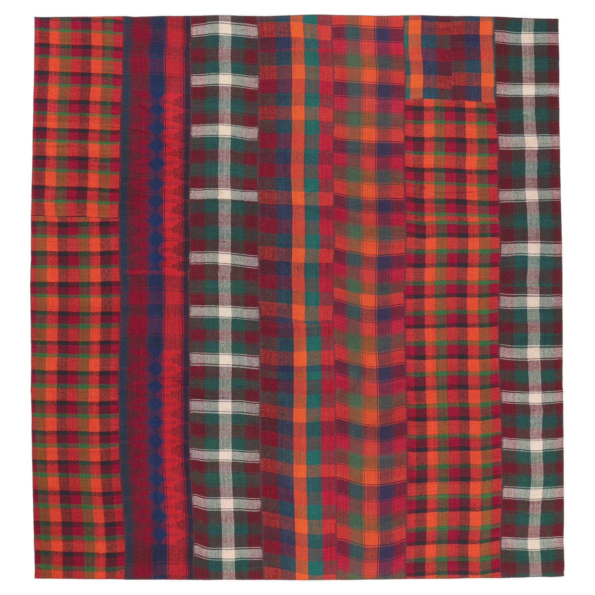 1960's Tartan Plaid Rug with Traditional Ivy League Style