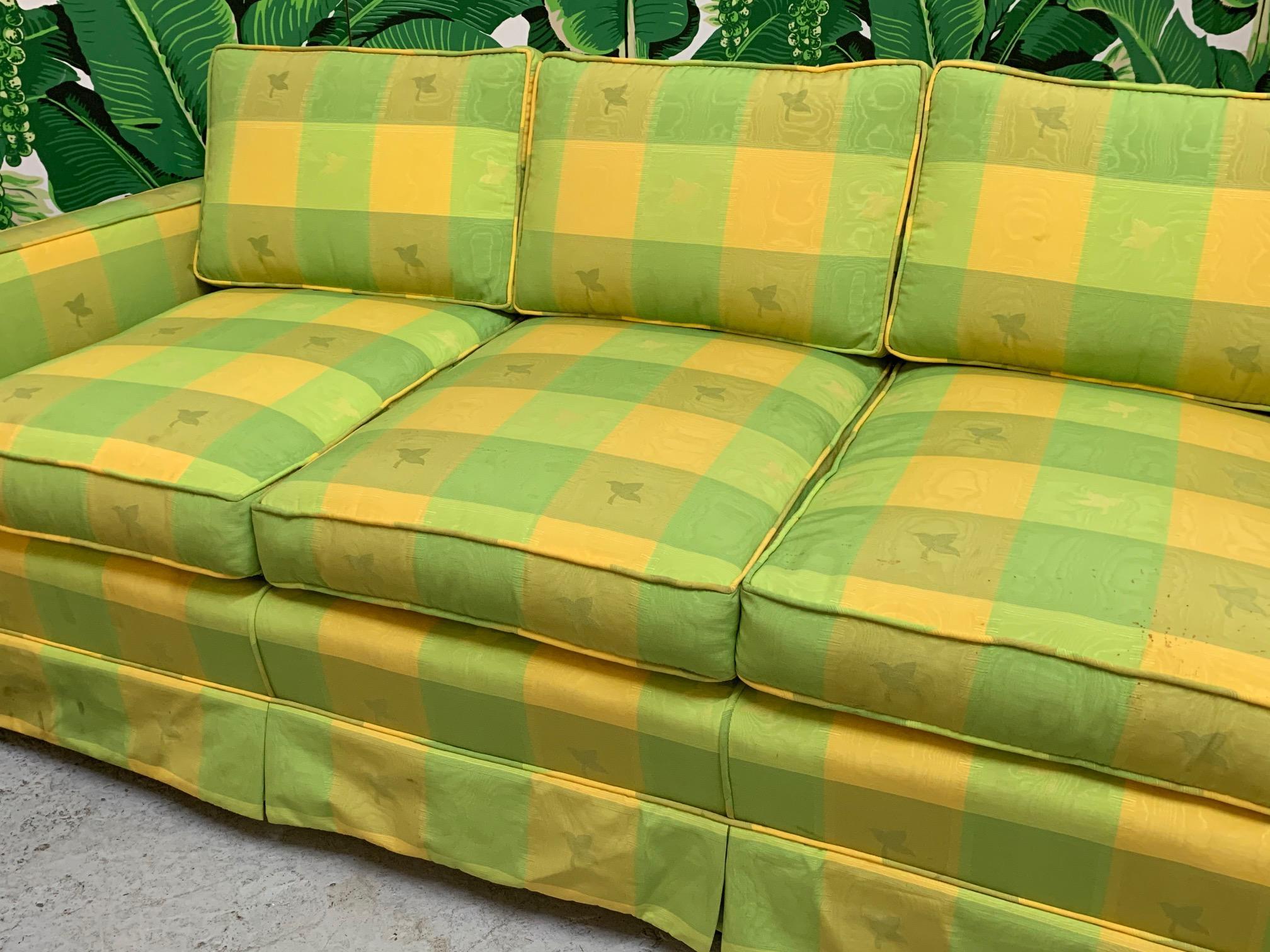 Hollywood Regency Vintage Plaid Sofa in the Style of Dorothy Draper