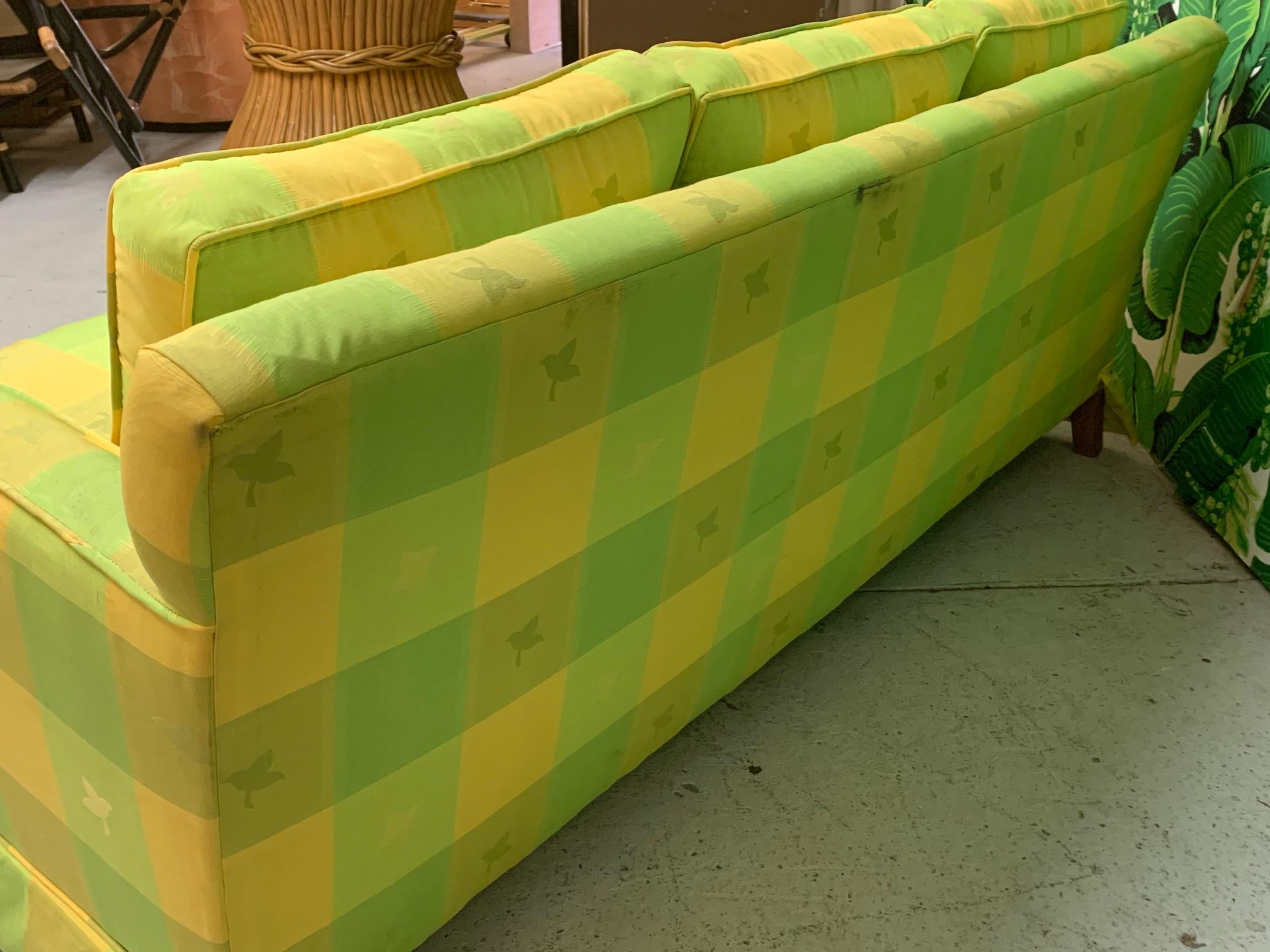 Hollywood Regency Vintage Plaid Sofa in the Style of Dorothy Draper