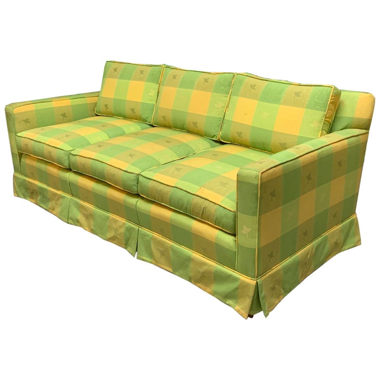 Vintage Plaid Sofa In The Style Of Dorothy Draper For Sale At 1stdibs