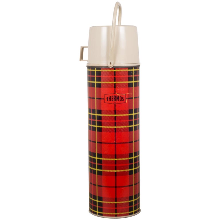 Vintage Plaid Thermos with Glass Interior For Sale at 1stDibs