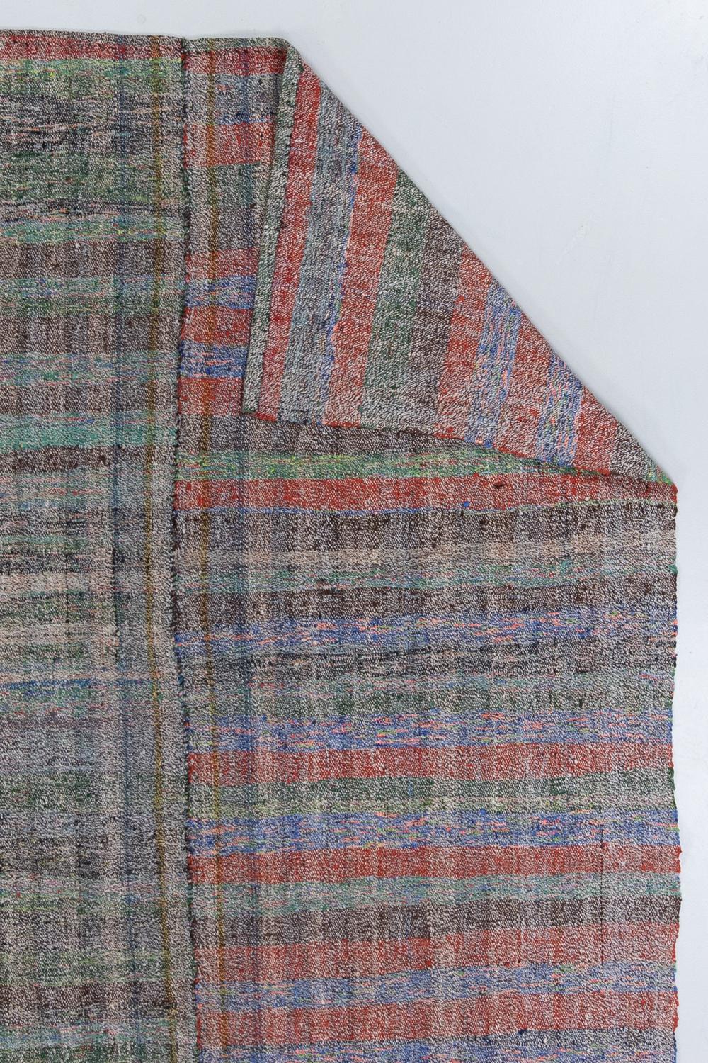  Vintage Plaid Turkish Kilim Rug For Sale 3