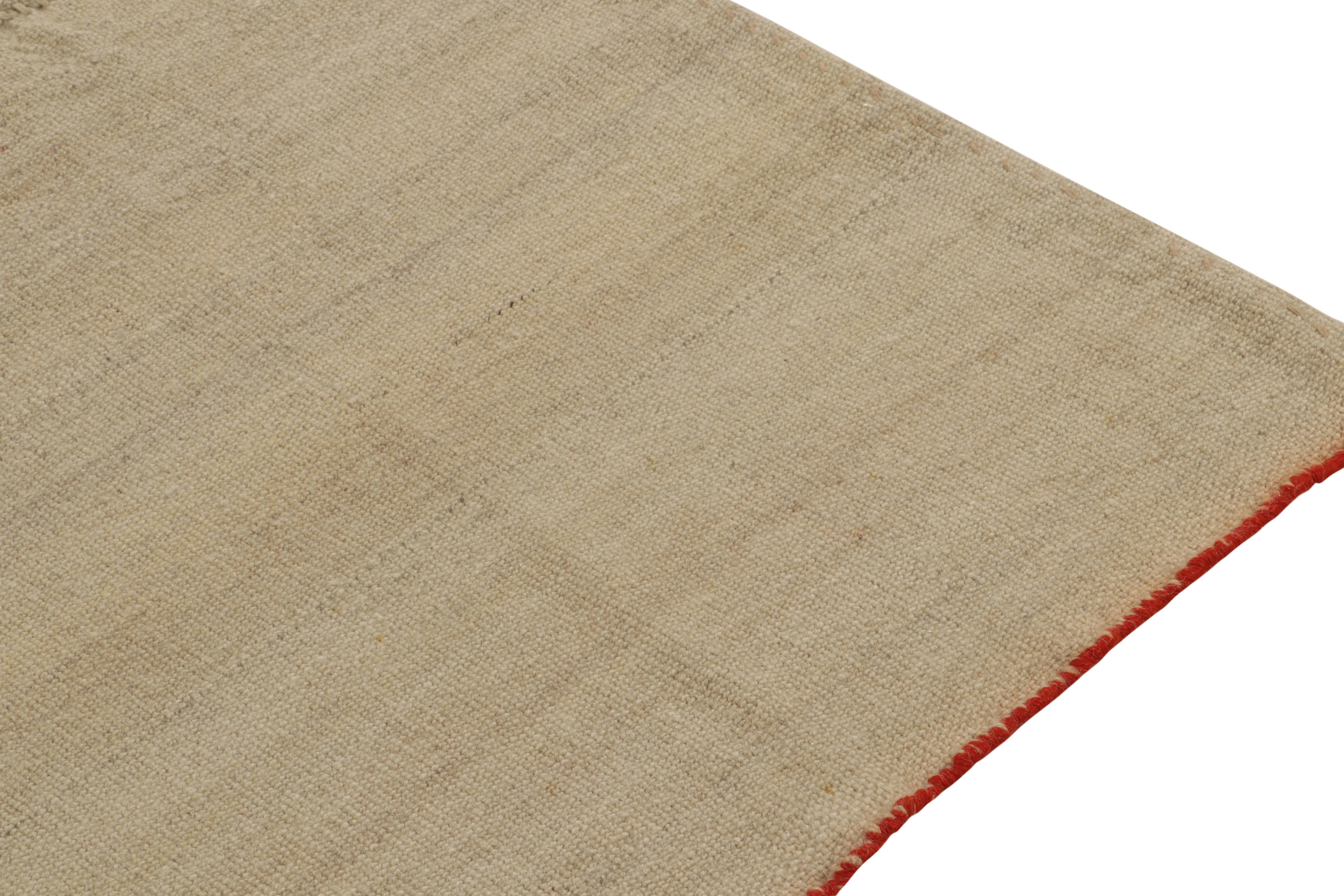 Vintage Plain Kilim in Beige-Brown Striations, Solid Hues by Rug & Kilim In Good Condition For Sale In Long Island City, NY