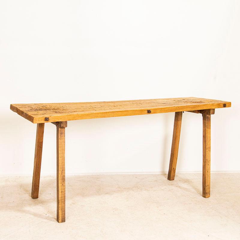 Hungarian Vintage Plank Slab Wood Console Table