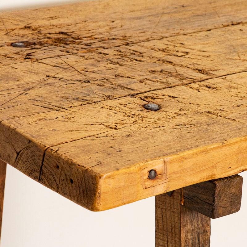 Vintage Plank Slab Wood Console Table In Good Condition In Round Top, TX