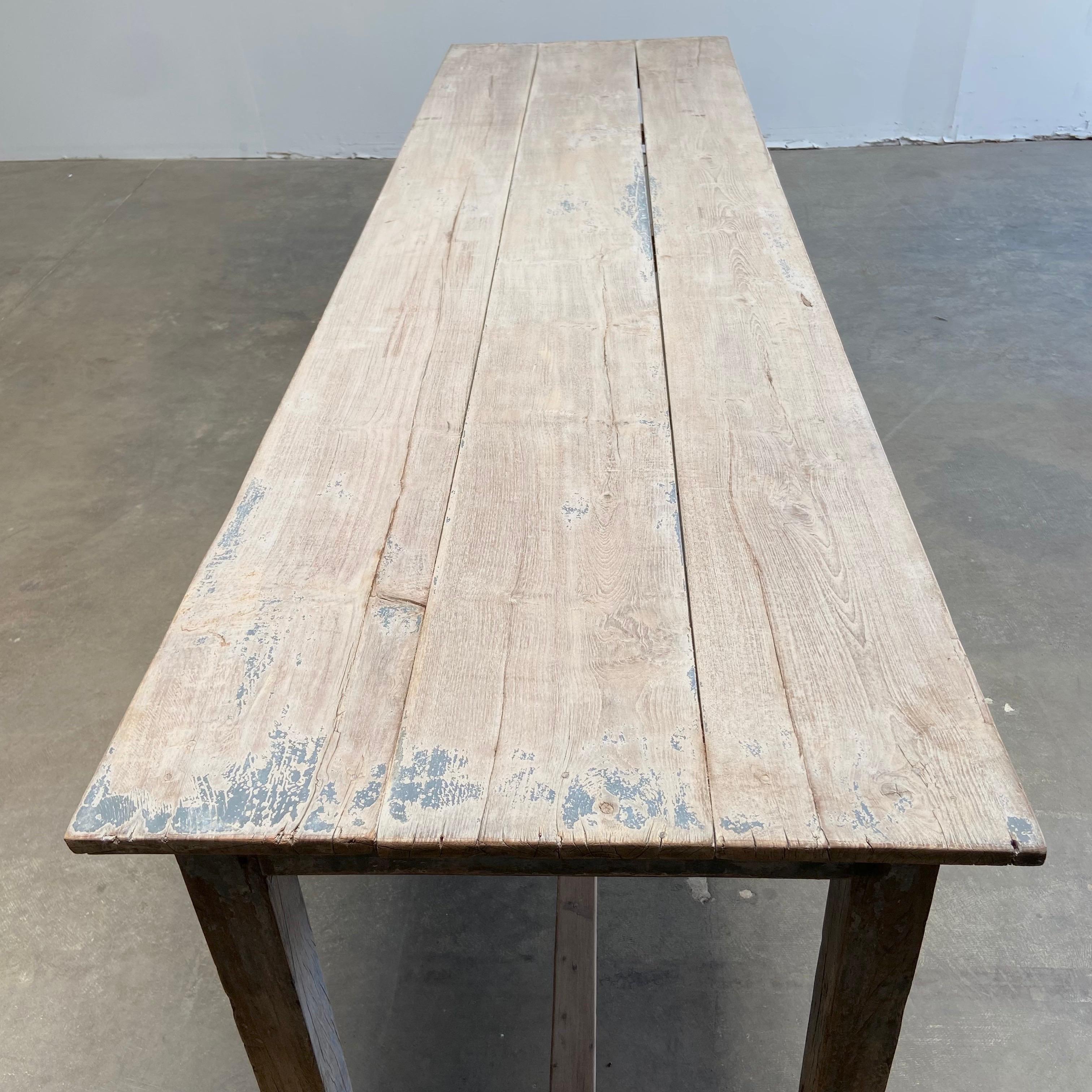 Vintage Plank Wood Farm Table with Original Paint For Sale 2
