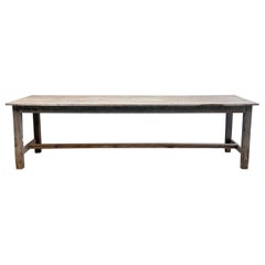 Mesa de granja vintage de tablones de madera con pintura original