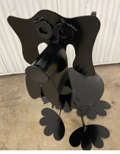 Vintage Dog-Shaped Plant Stand, Black Coated, Whimsical 1970s Design