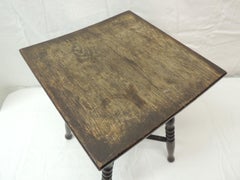 Square Vintage Plant Stand with X-Base and Turned Bobbin Legs