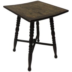 Square Vintage Plant Stand with X-Base and Turned Bobbin Legs