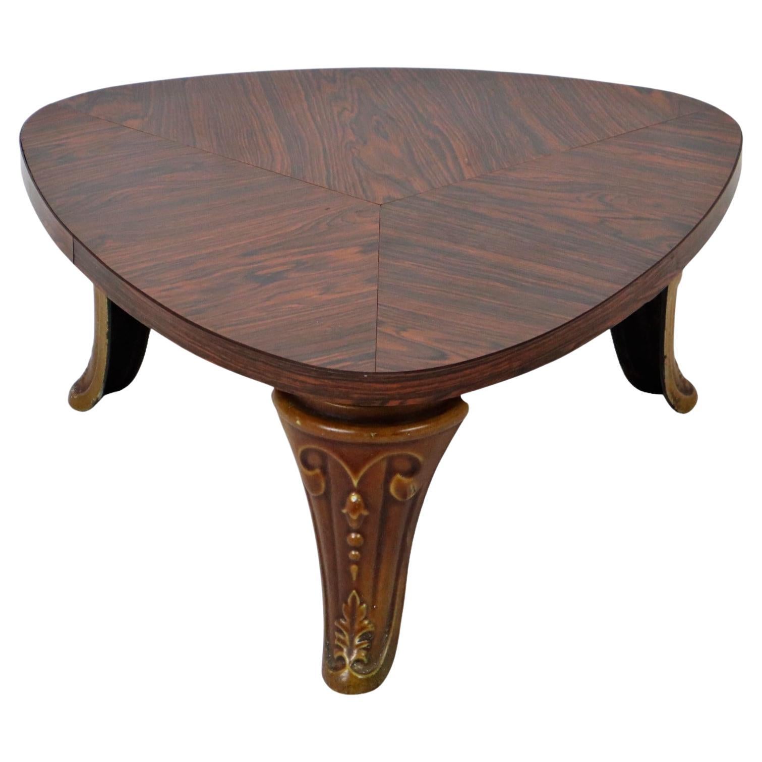 Vintage-Pflanzgefäßtisch XL, dreieckiger Formica-Sockel aus Gusseisen mit Beinen und Emaille, Frankreich im Angebot