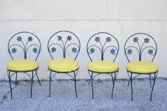 Vintage Plantation Patterns Iron Daisy Flower Bistro Dining Set 4 Chairs Table