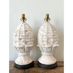Vintage Plaster Artichoke Lamps - A Pair