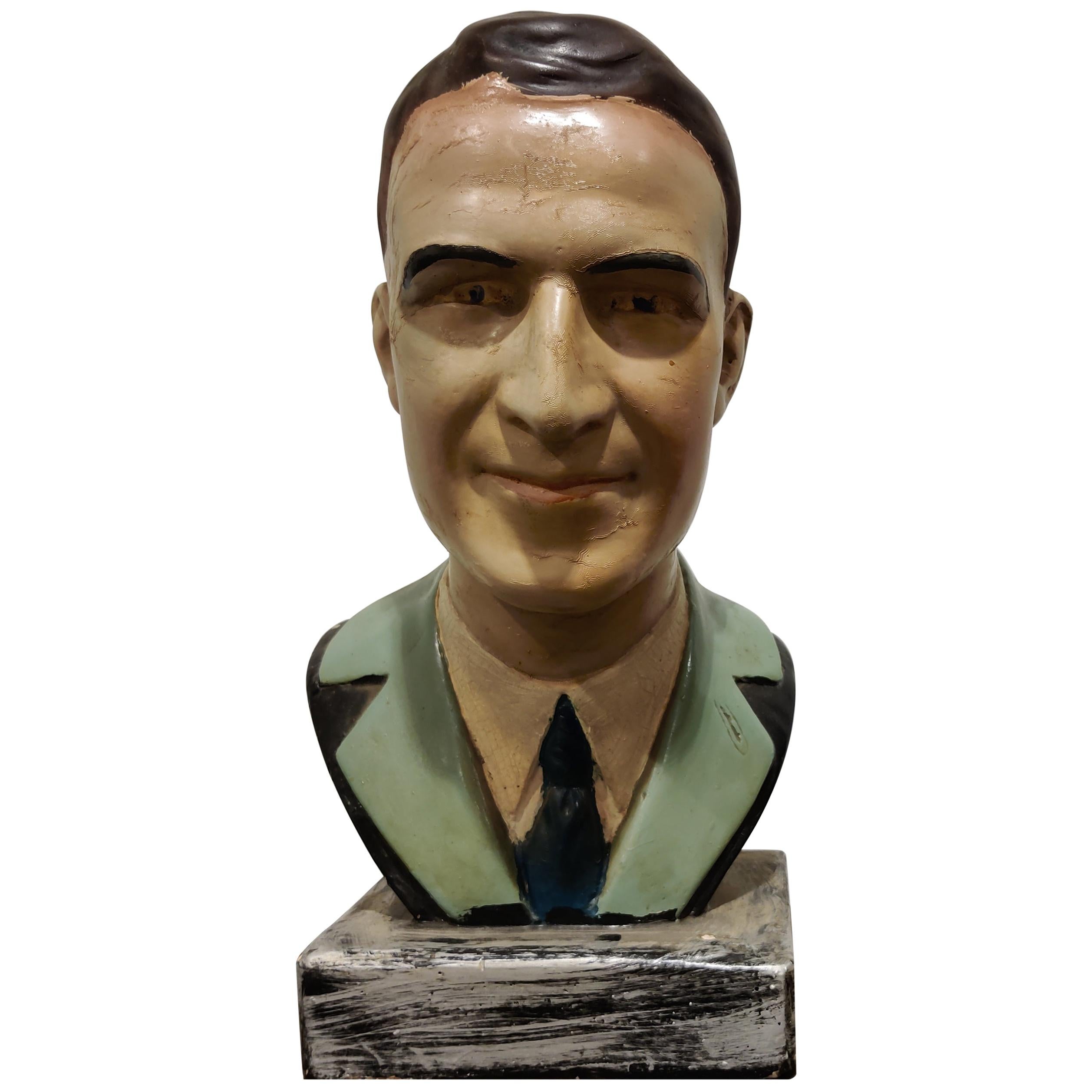 Vintage Plaster Bust of a Gentleman, 1950s