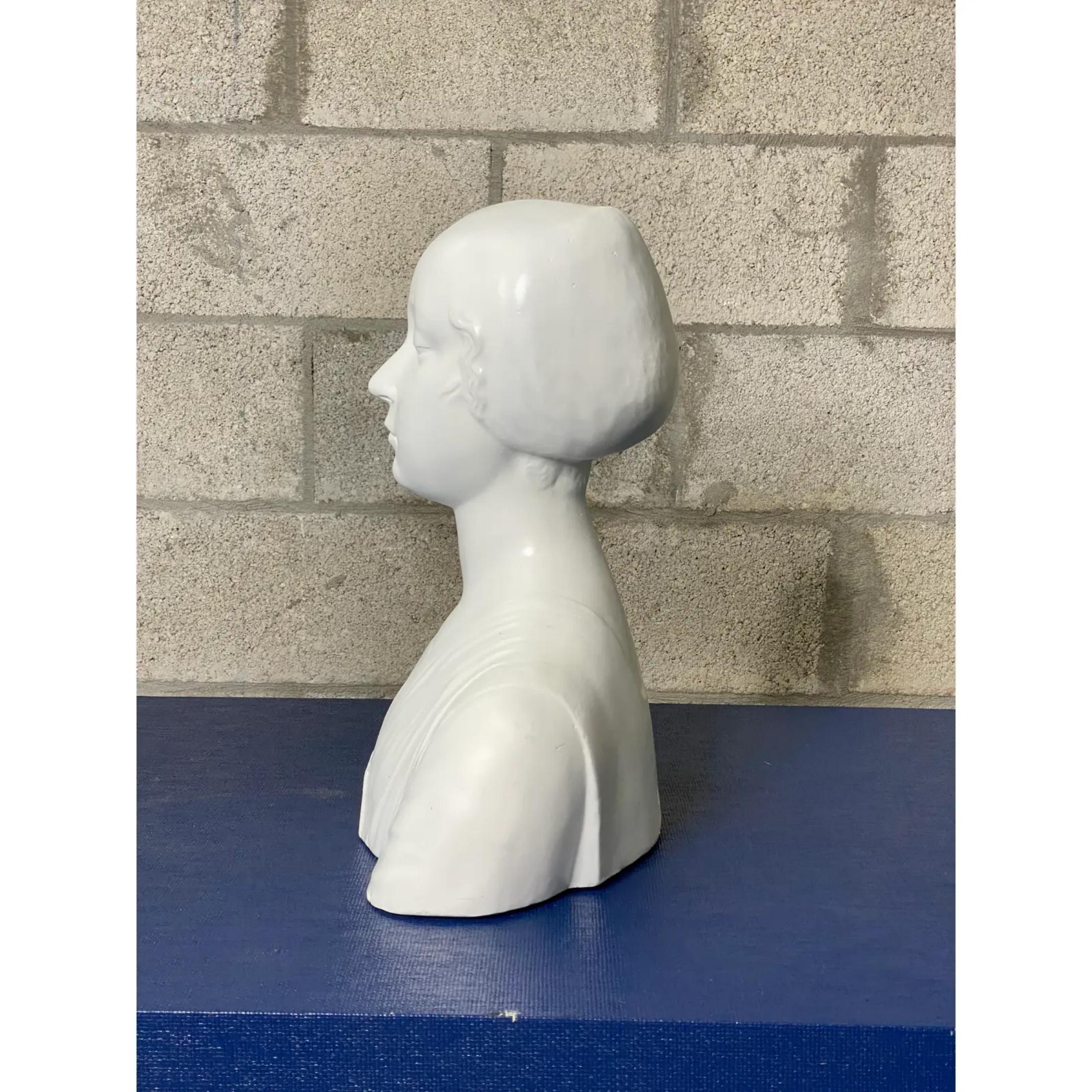Bohemian Vintage Plaster Bust of Female For Sale