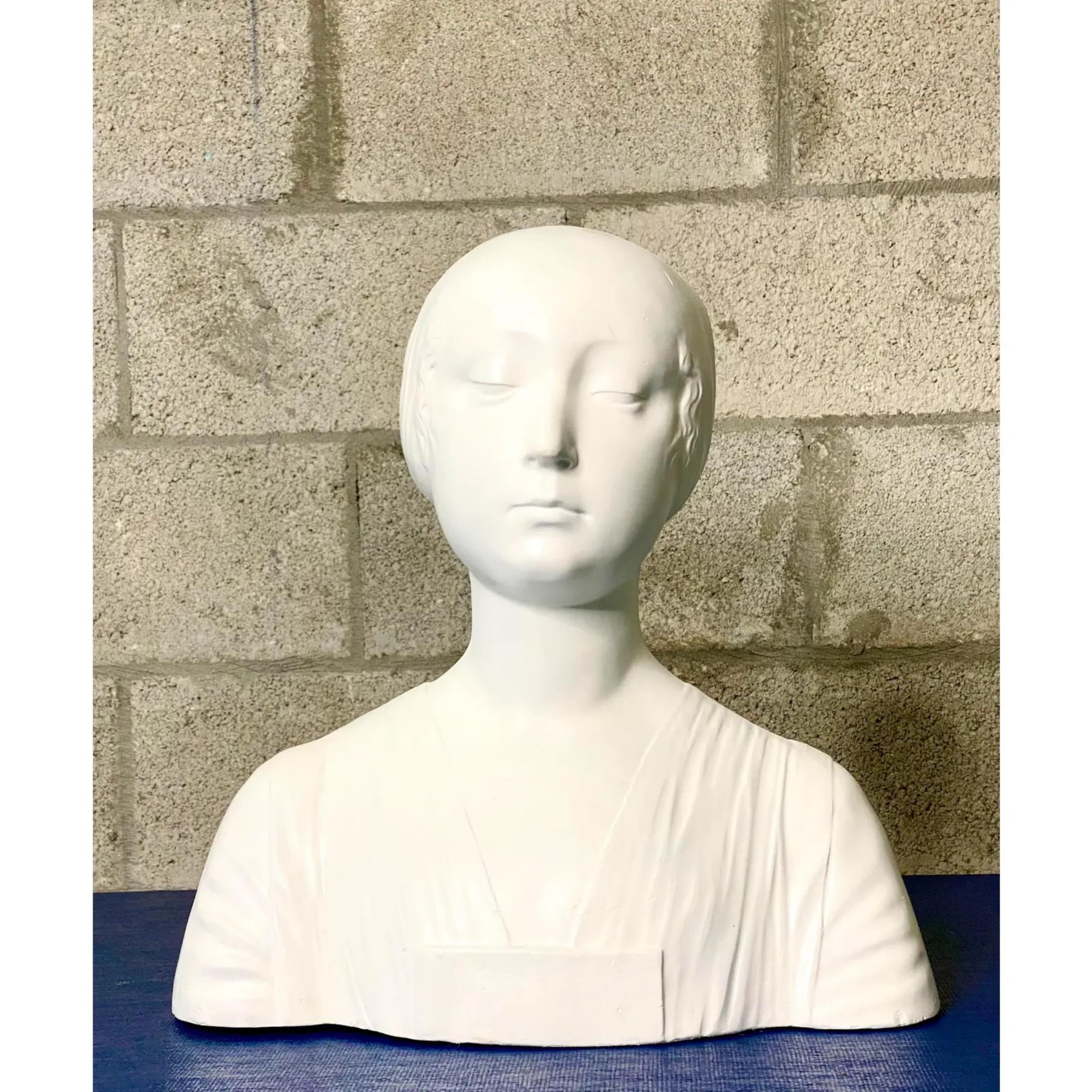 20th Century Vintage Plaster Bust of Female For Sale