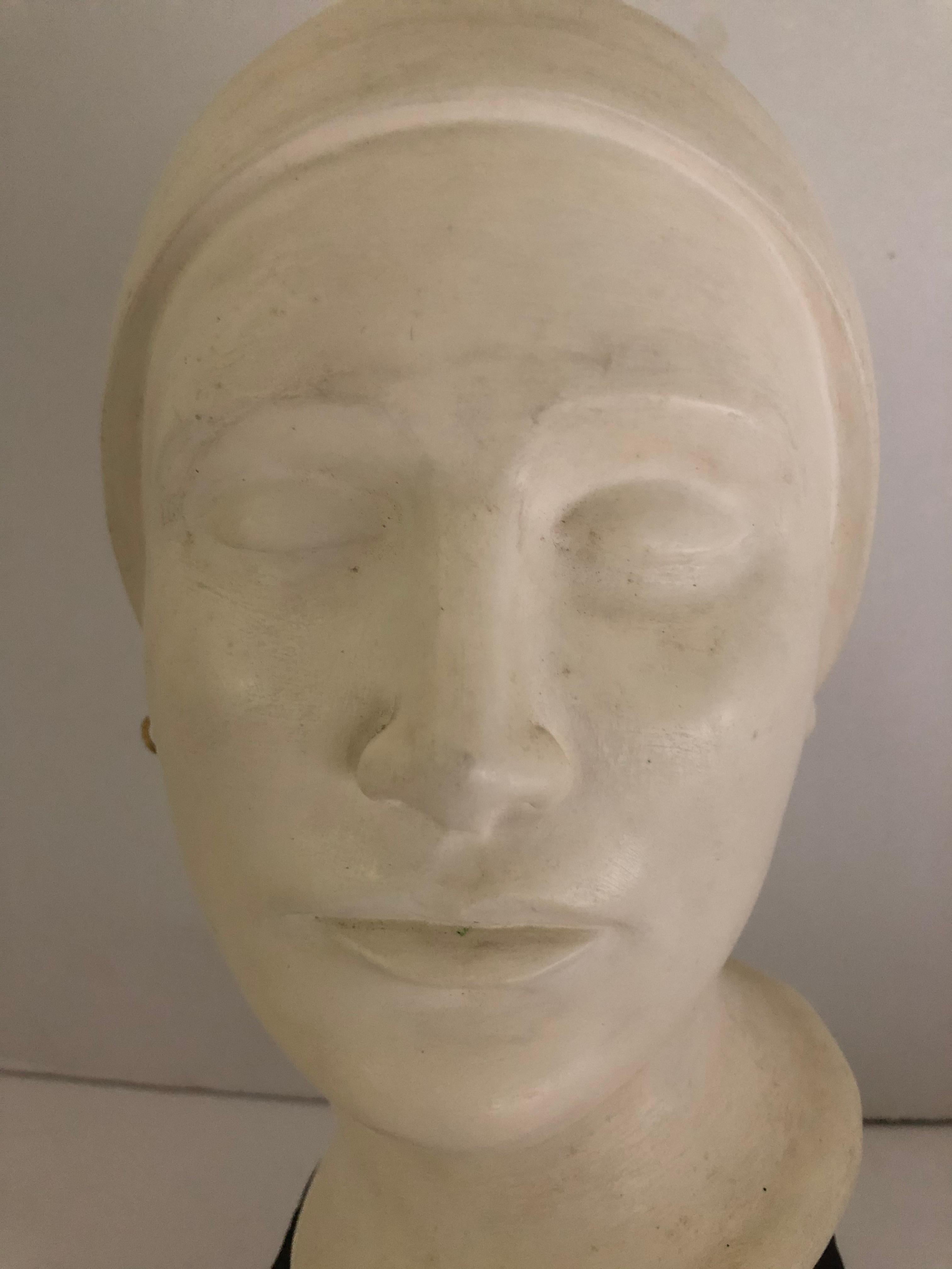 Vintage Plaster Bust of Woman in the Art Deco Style 4