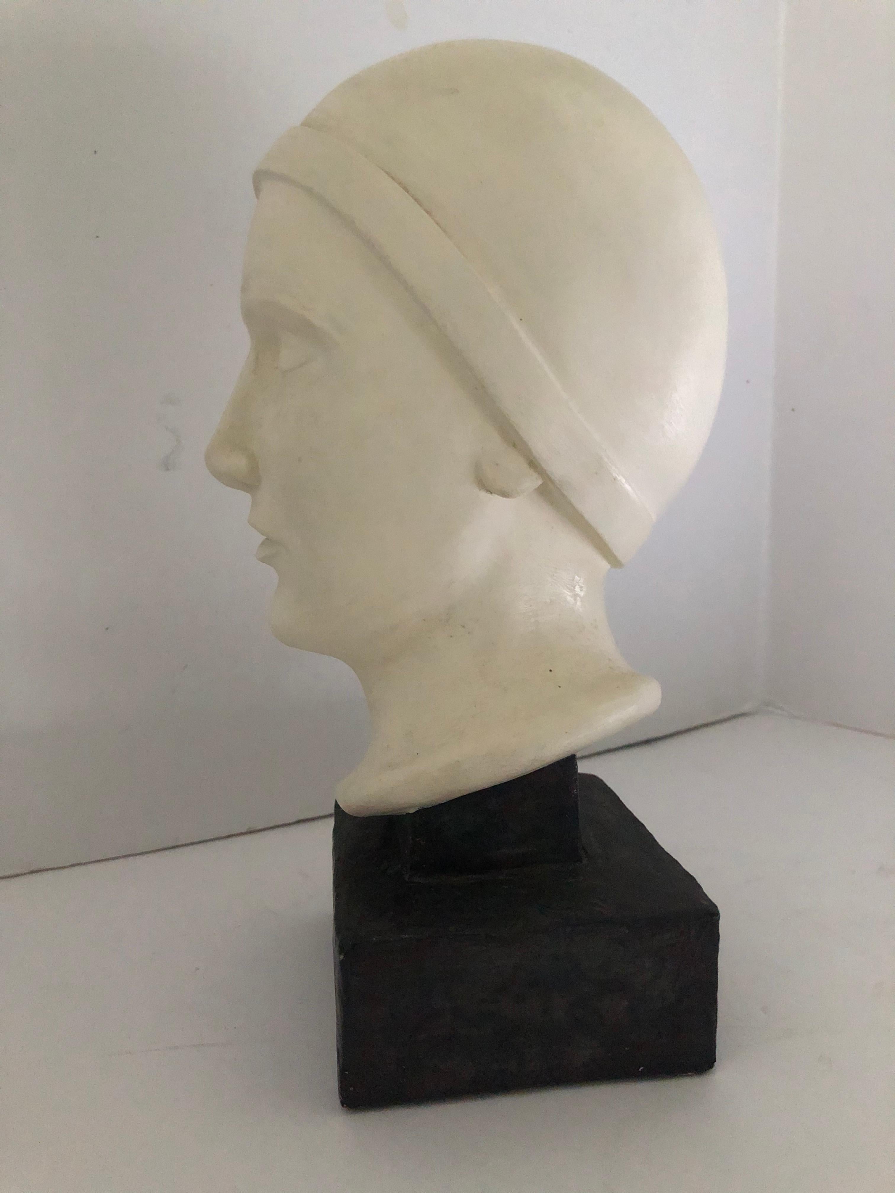 Vintage Plaster Bust of Woman in the Art Deco Style 6