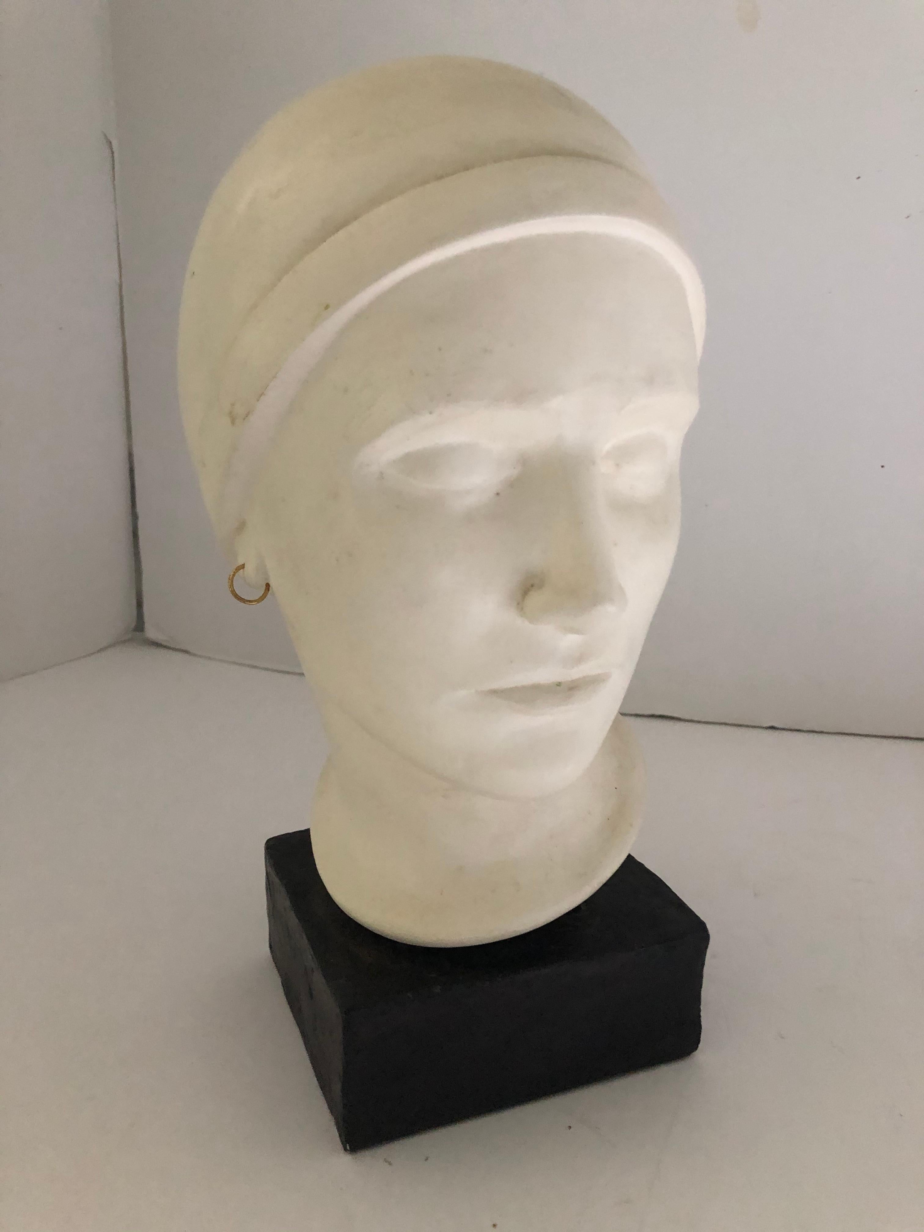 Vintage Plaster Bust of Woman in the Art Deco Style In Good Condition In Hopewell, NJ