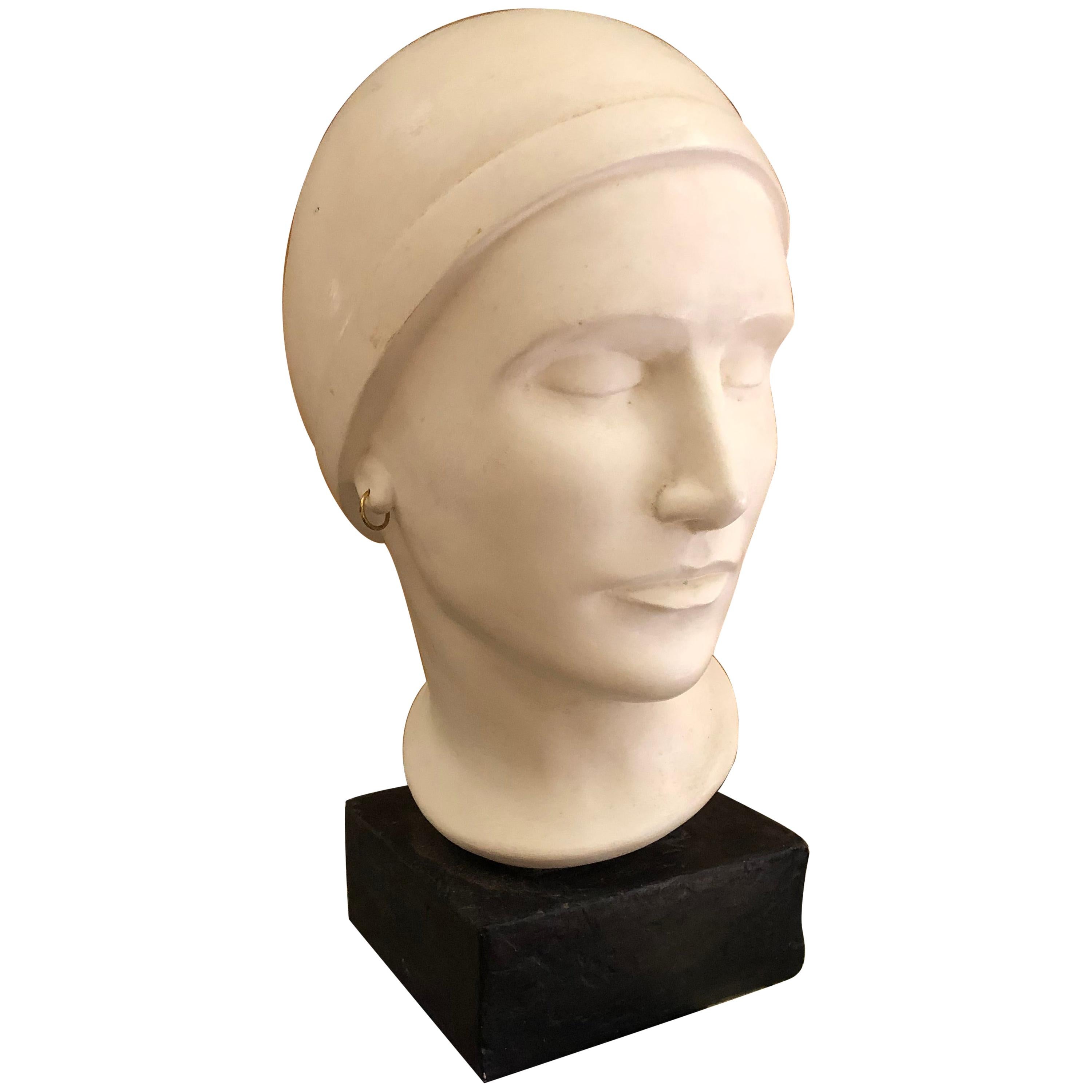 Vintage Plaster Bust of Woman in the Art Deco Style