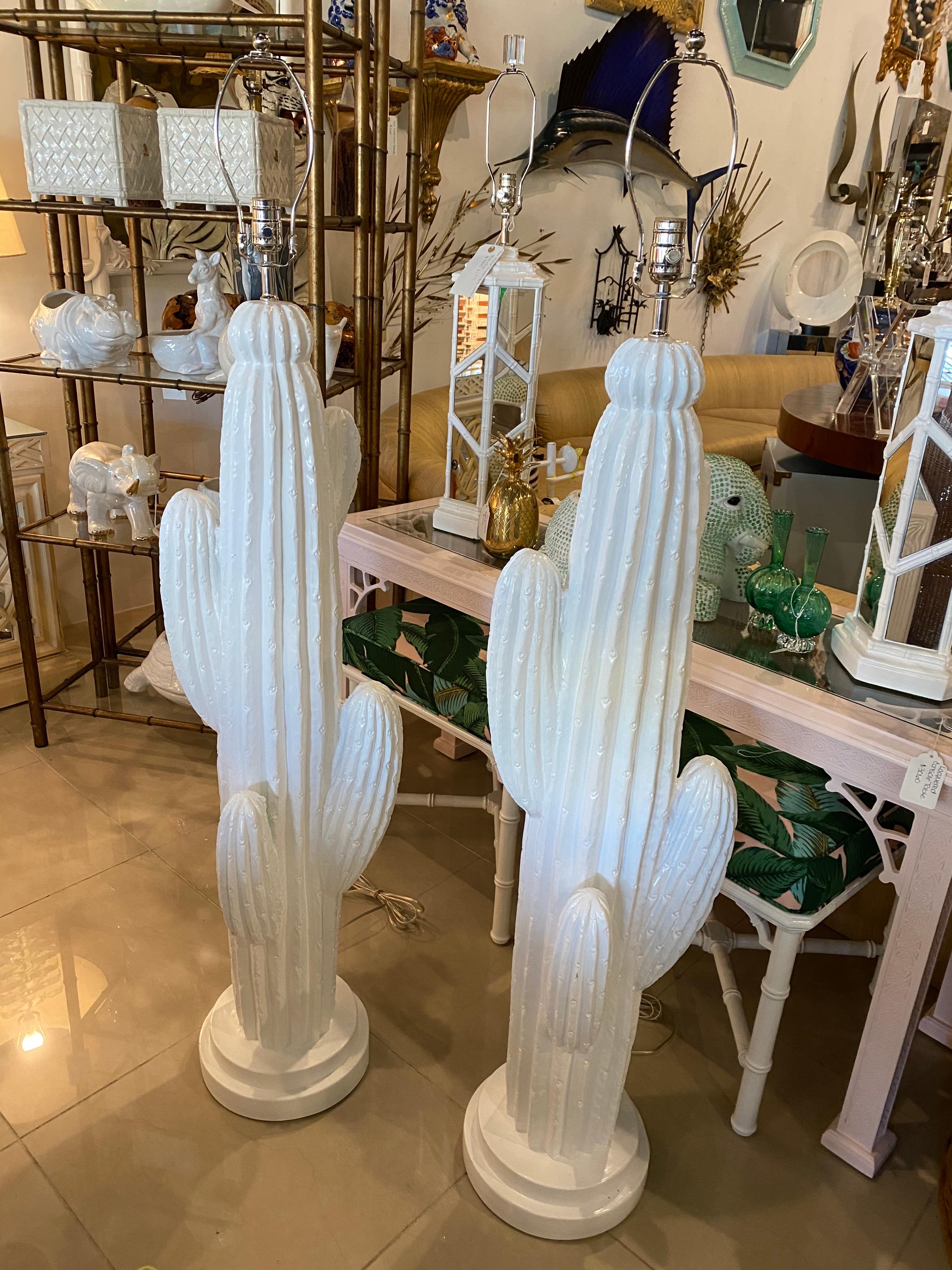 Hollywood Regency Vintage Plaster Cactus Floor Lamps Modern Palm Springs Chrome Two Available
