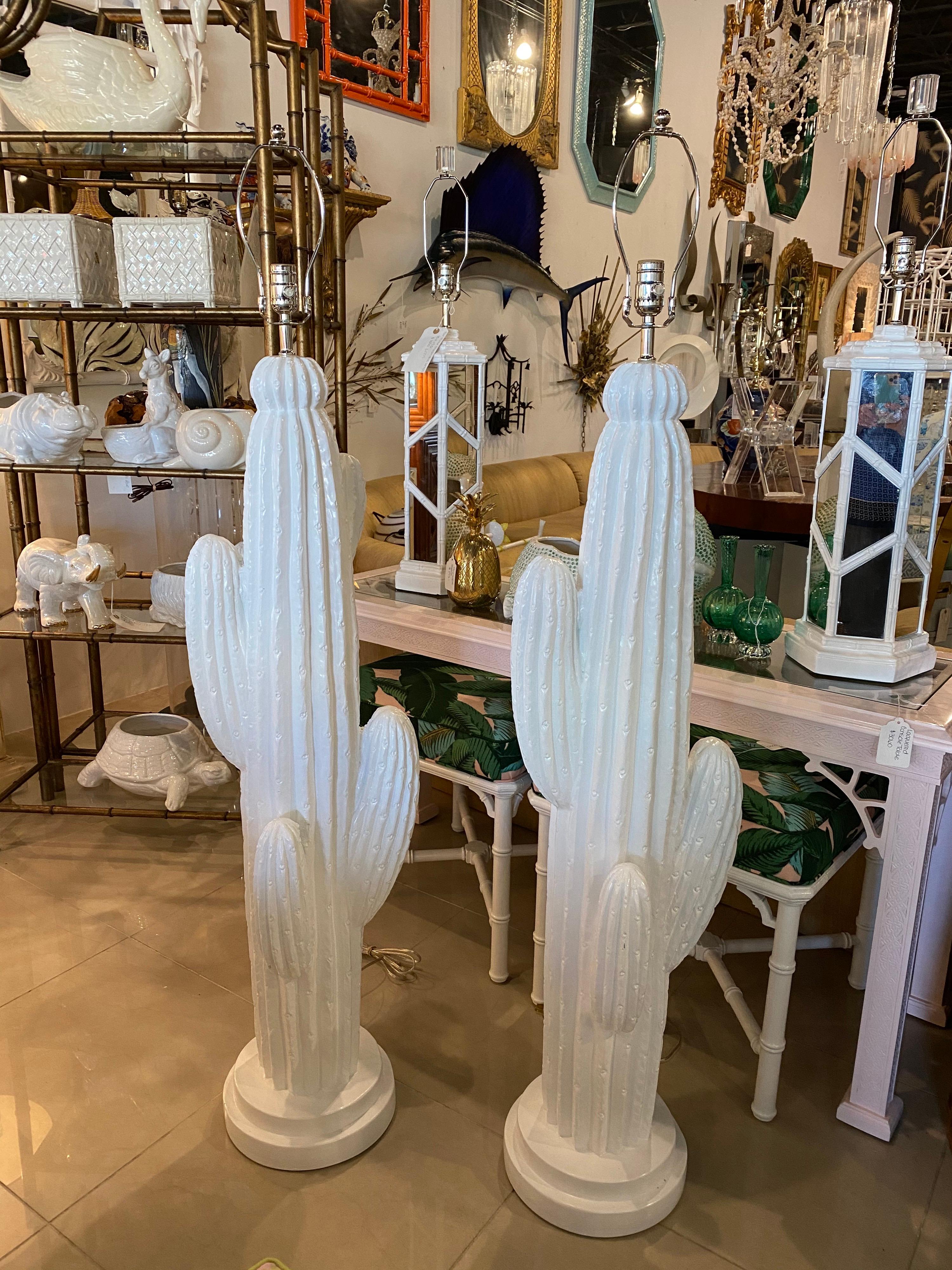 American Vintage Plaster Cactus Floor Lamps Modern Palm Springs Chrome Two Available