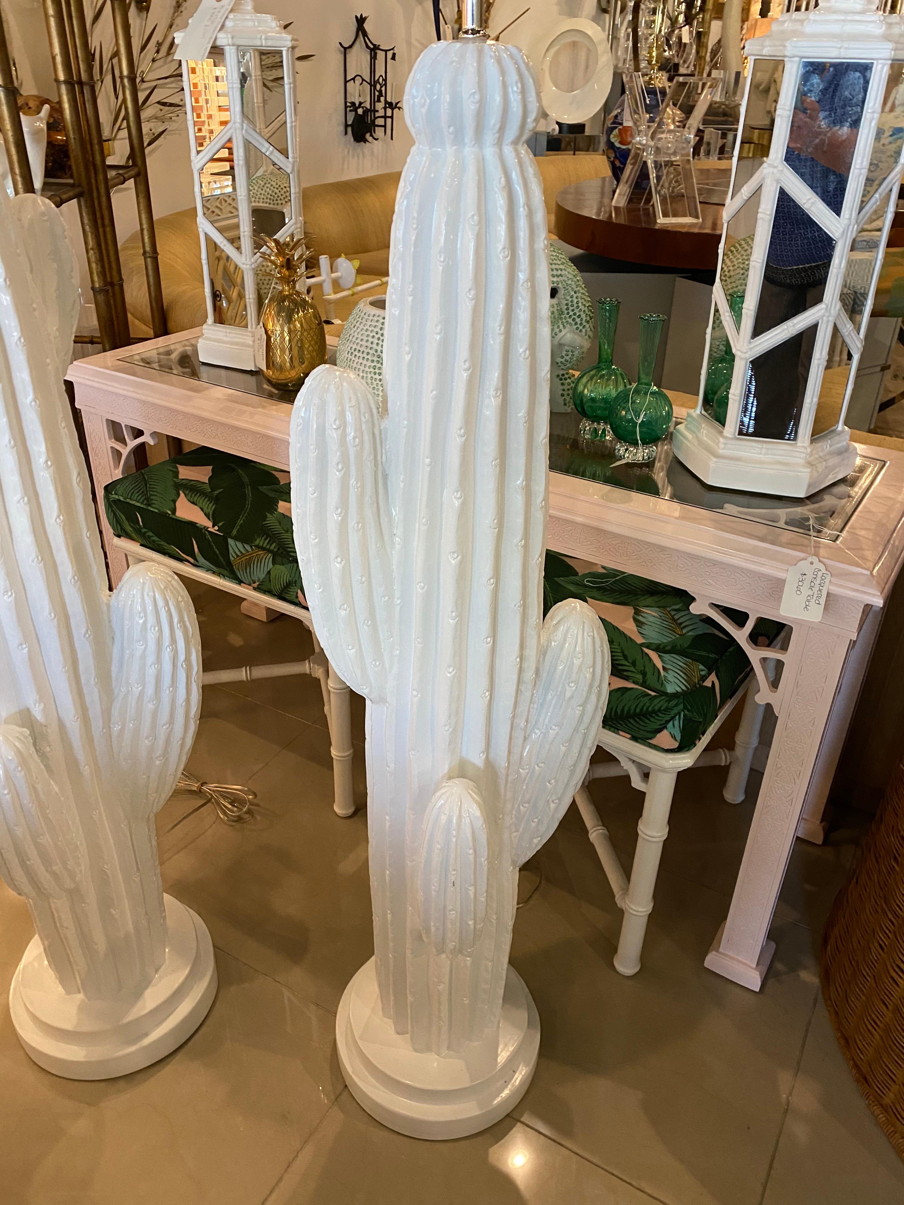 Vintage Plaster Cactus Floor Lamps Modern Palm Springs Chrome Two Available In Good Condition In West Palm Beach, FL