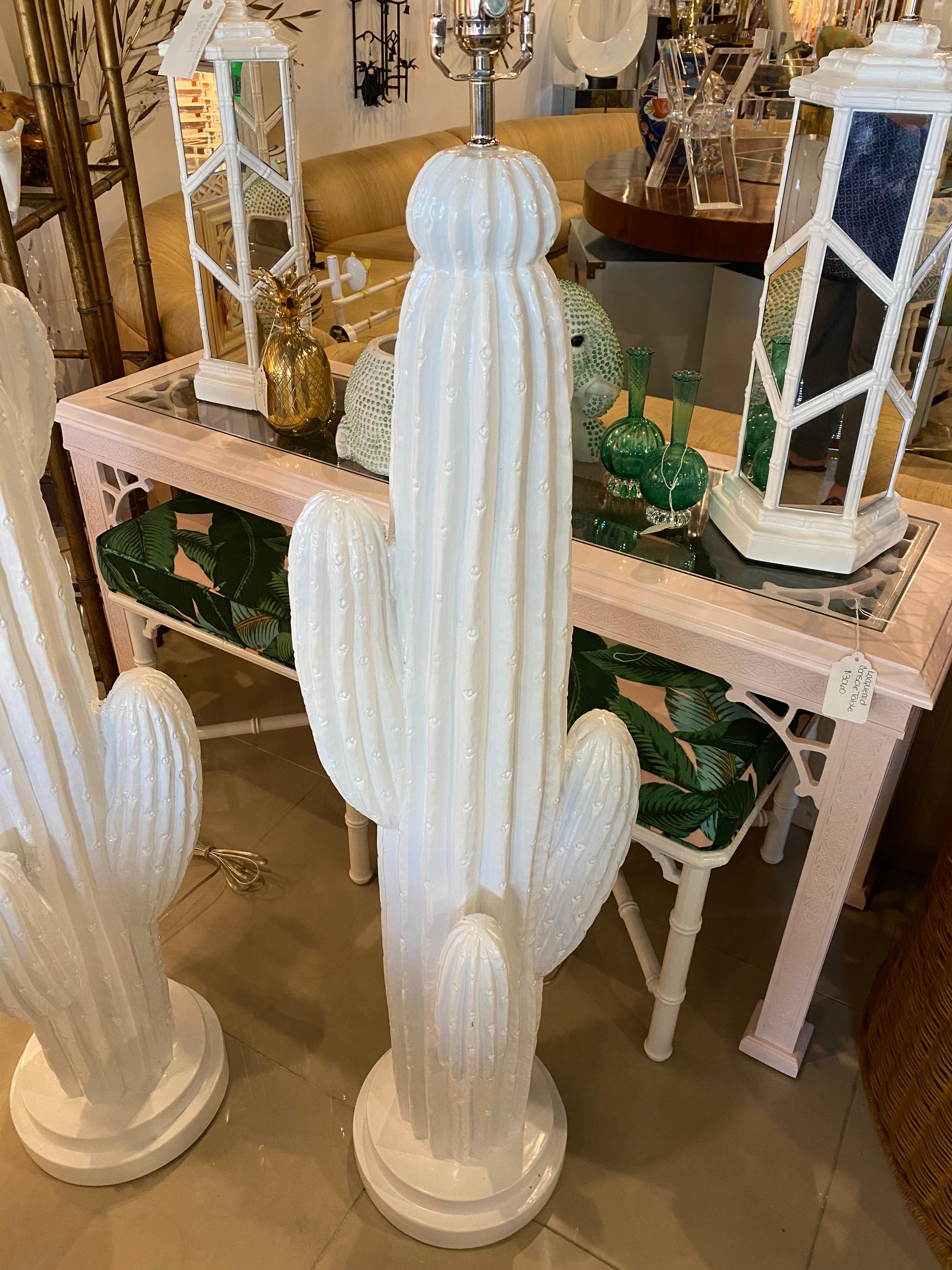 Late 20th Century Vintage Plaster Cactus Floor Lamps Modern Palm Springs Chrome Two Available