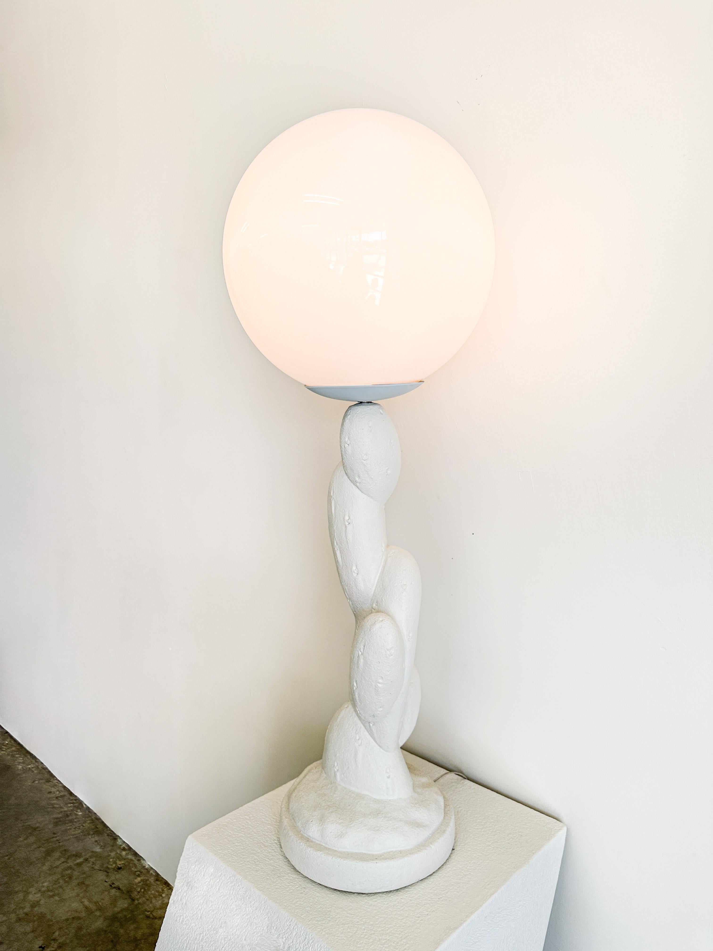 Vintage Plaster Cactus Lamp With Globe Lamp Shade MCM Postmodern Retro 70s 80s For Sale 2