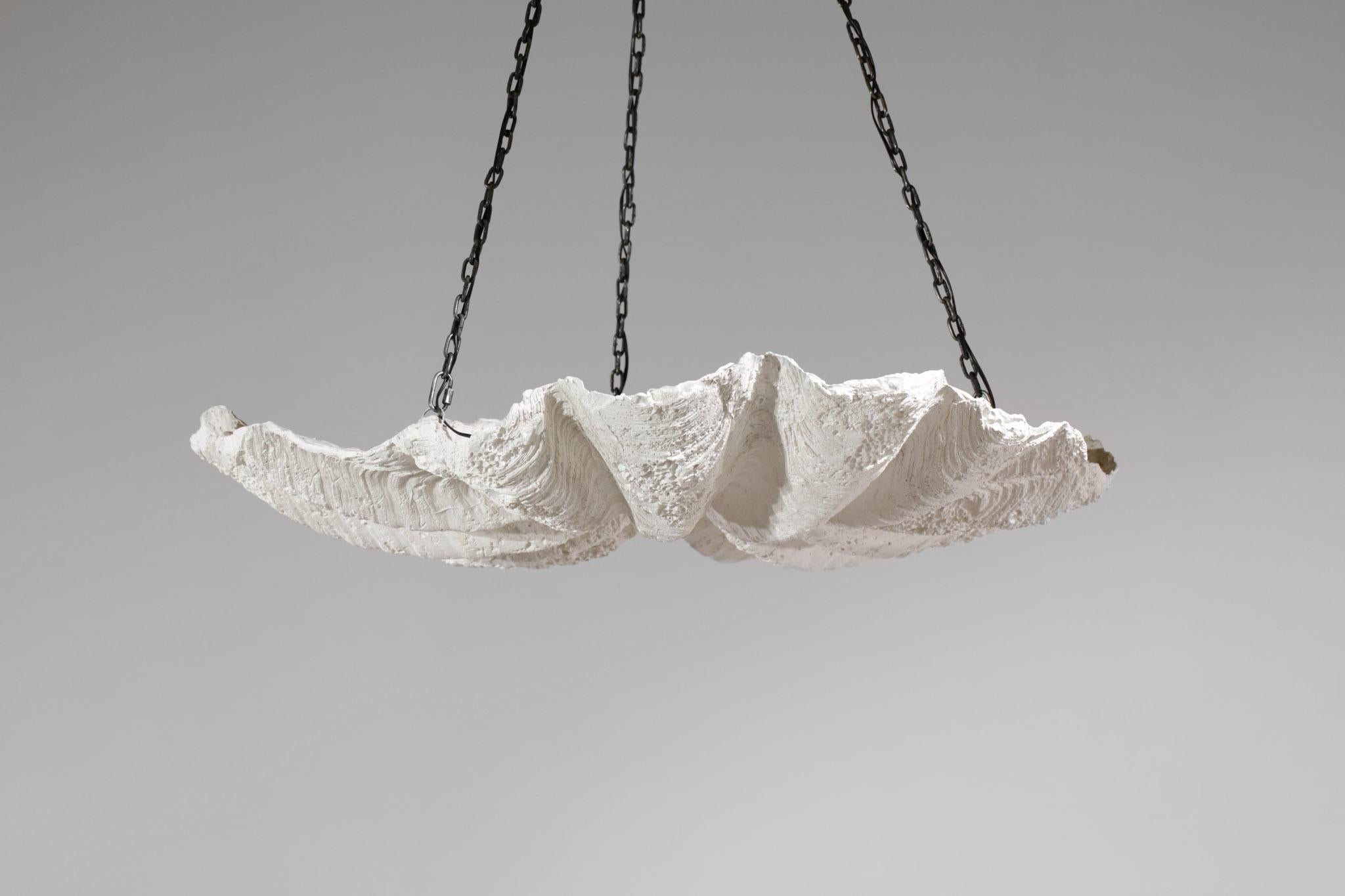 Vintage Plaster Chandelier in Style of Diego Giacometti & Jean Michel Frank 2