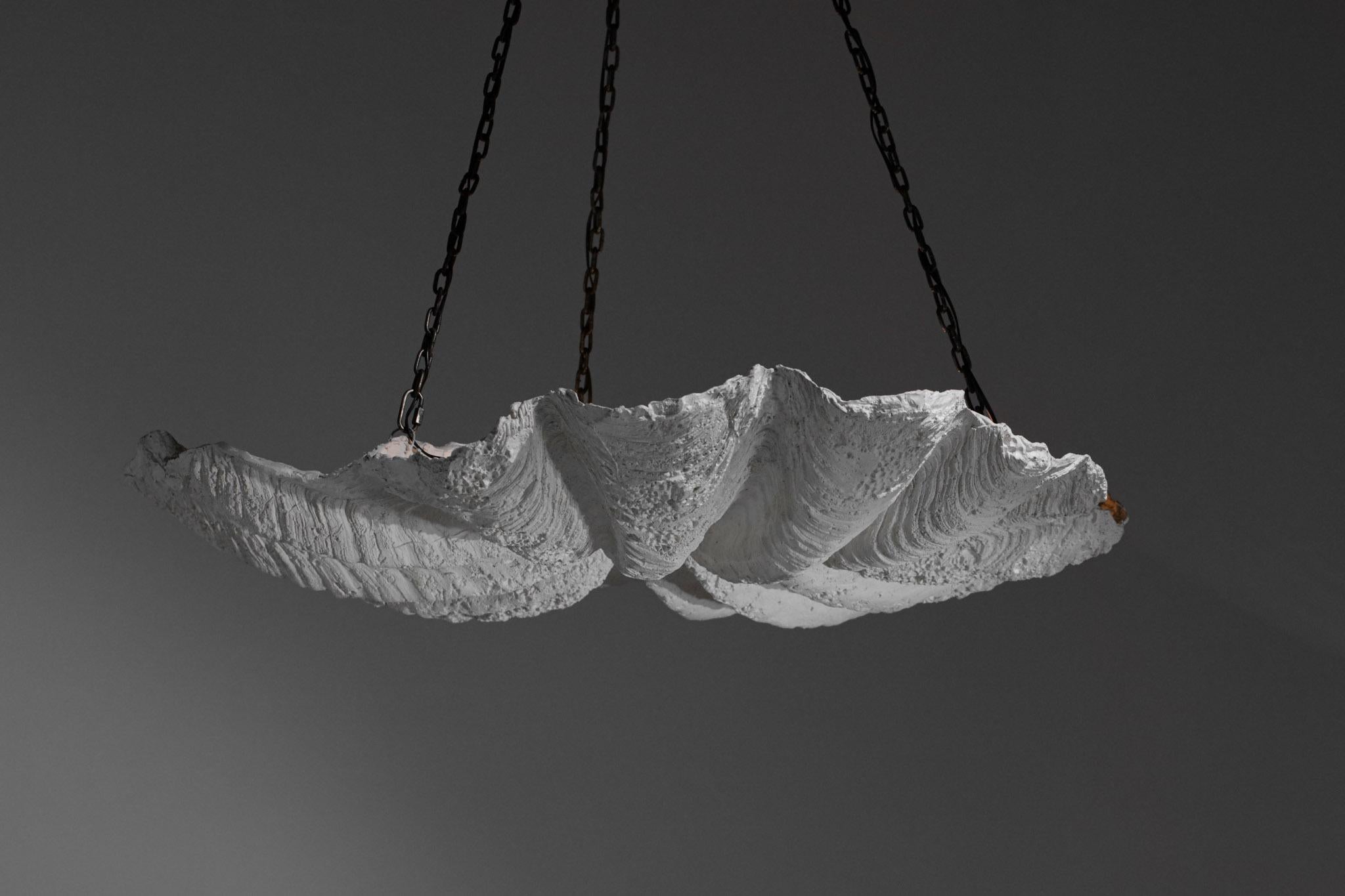 French Vintage Plaster Chandelier in Style of Diego Giacometti & Jean Michel Frank