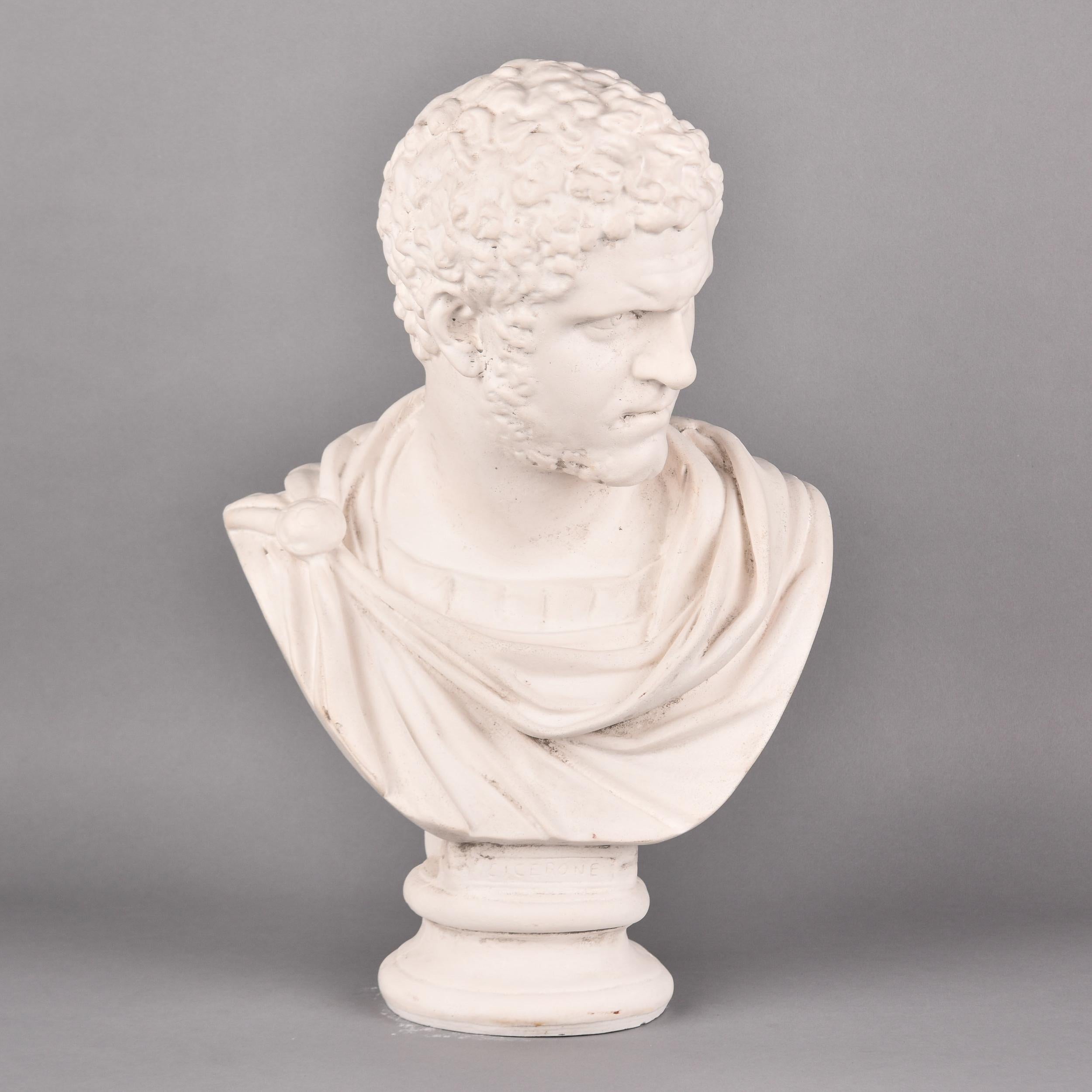 Vintage Plaster Composite Bust of Marcus Cicero For Sale 4