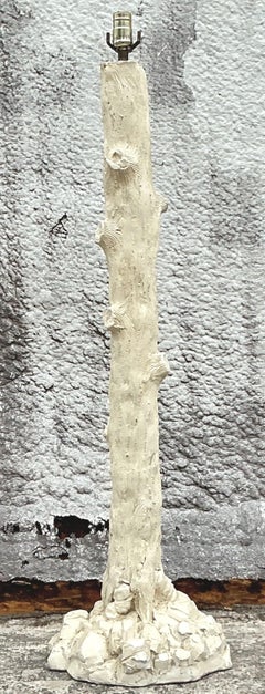 Vintage Plaster Faux Bois Plaster Floor Lamp