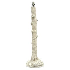 Vintage Plaster Faux Bois Plaster Floor Lamp