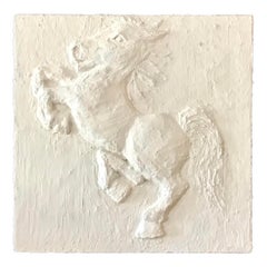 Vintage Plaster Frieze on Plywood of a Horse Art