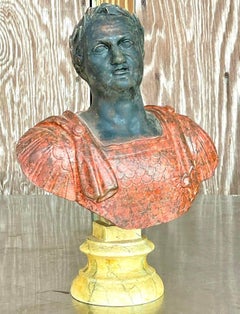 Vintage Plaster Hand Painted Bust of Man