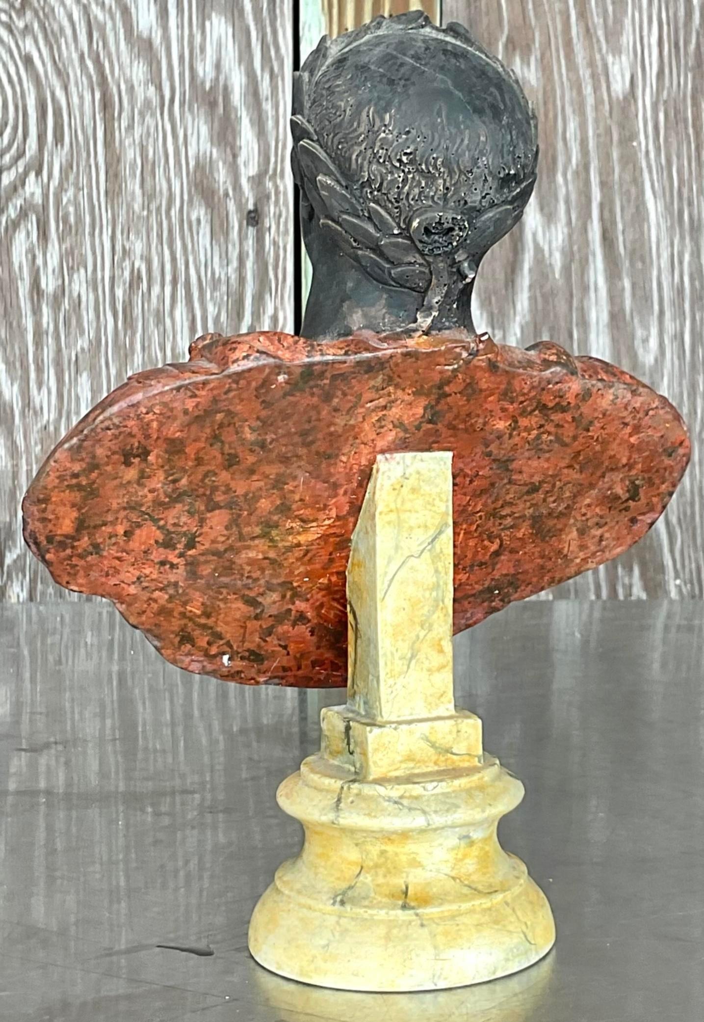 Mid-Century moderno Busto di uomo in gesso dipinto a mano vintage in vendita
