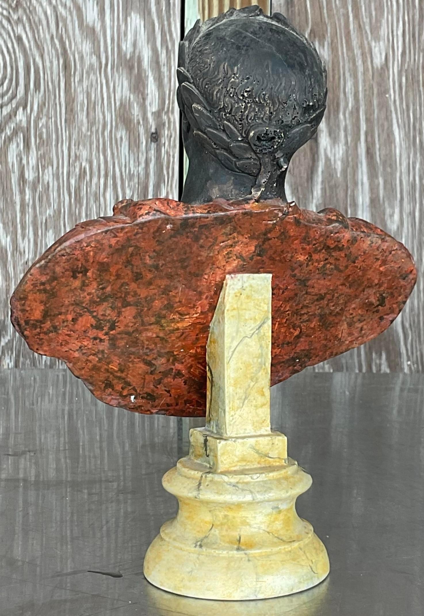 Busto di uomo in gesso dipinto a mano vintage In condizioni buone in vendita a west palm beach, FL