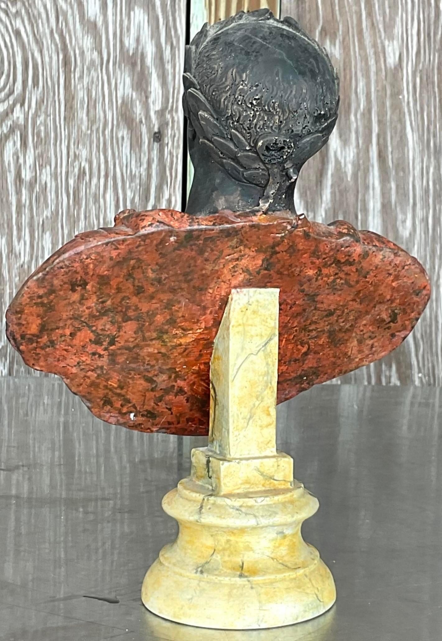 XX secolo Busto di uomo in gesso dipinto a mano vintage in vendita