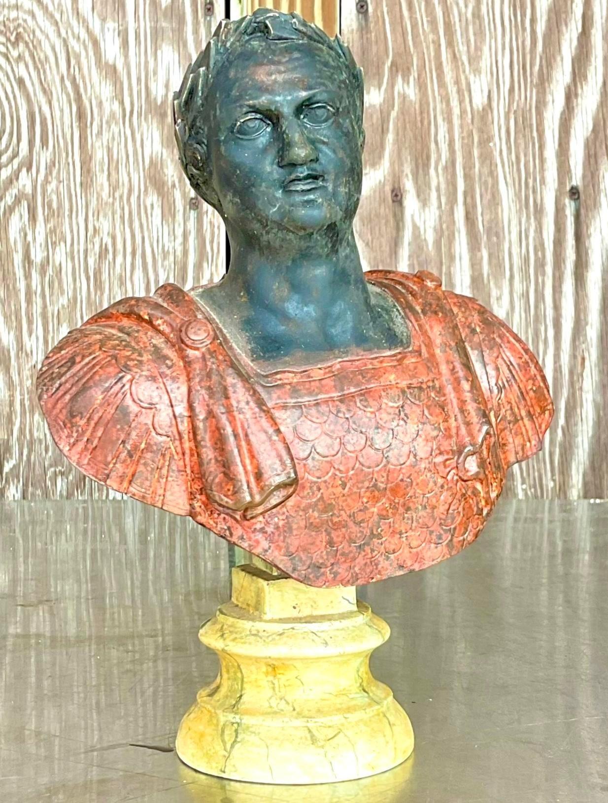 Intonaco Busto di uomo in gesso dipinto a mano vintage in vendita