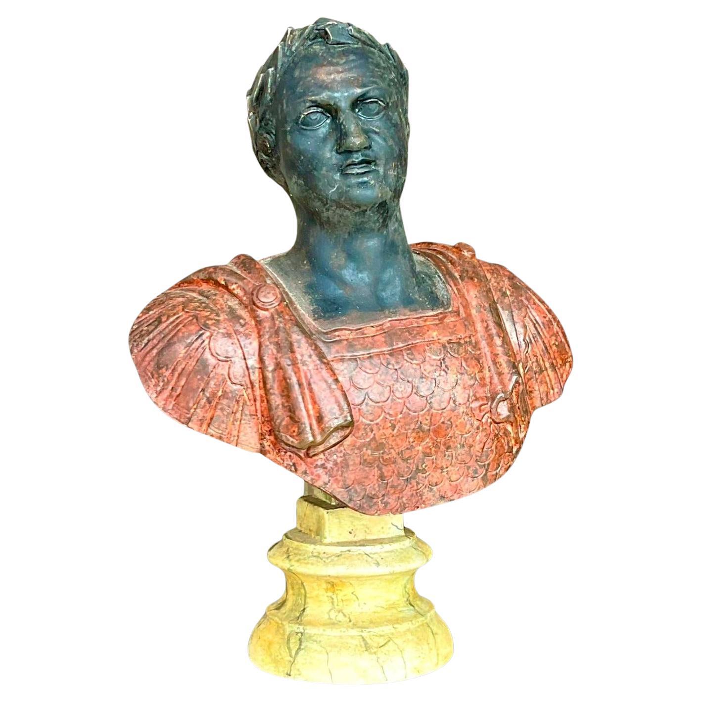 Vintage Plaster Hand Painted Bust of Man