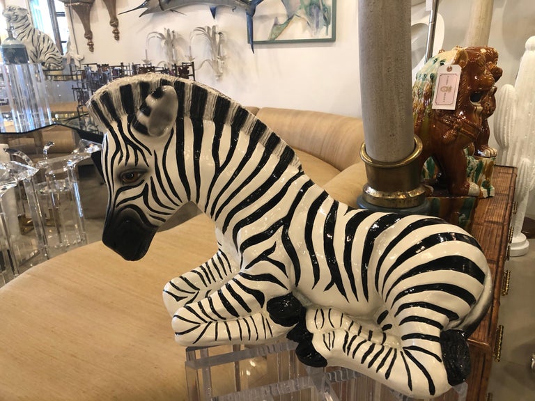 Vintage Plaster Hollywood Regency Large Zebra Statue at 1stDibs zebra statues for sale